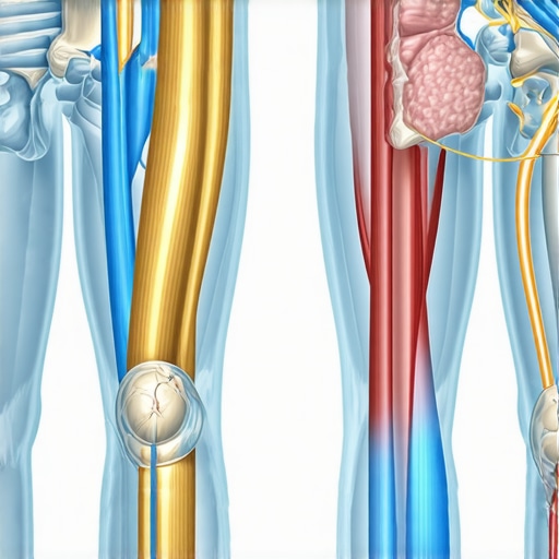 Illustration showing how hamstring stretching affects the sciatic nerve.