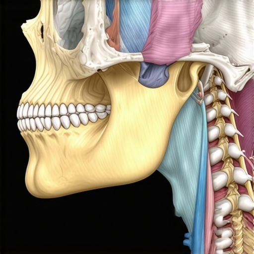 Diagram illustrating how jaw tension affects neck mobility and spinal alignment.