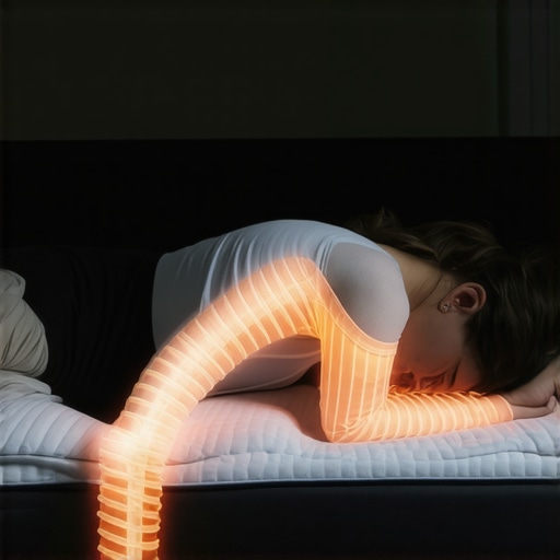 Diagram of a person lying on a mattress showing neutral spinal alignment for sciatica relief.