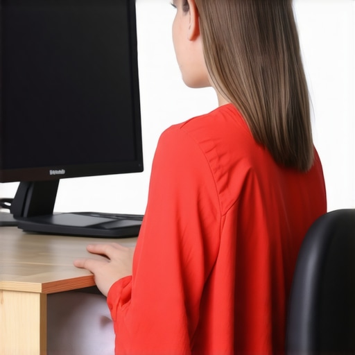Person practicing proper sitting posture with lumbar support to avoid back pain.