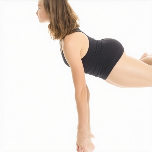 Demonstration of neutral spinal alignment during a hip hinge to prevent lower back pain.