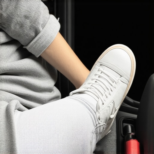 A side view demonstrating the correct knee bend to prevent lower back pain and pelvic tilt while driving.
