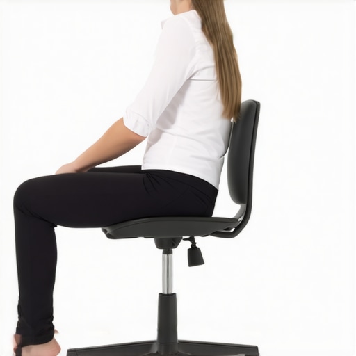 Man using a lumbar roll in his office chair to maintain a healthy spine curve