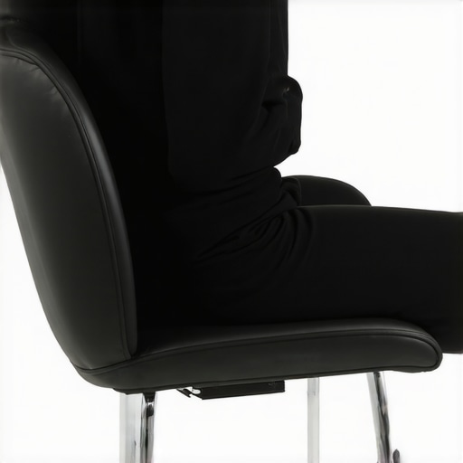 A person using a lumbar roll in an office chair to maintain spinal health and prevent back pain.