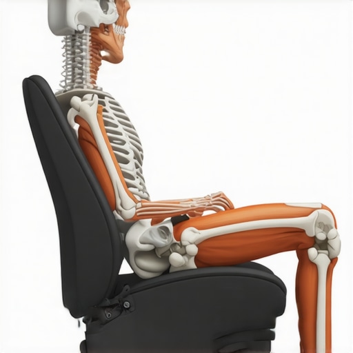 Diagram showing the rib cage stacked over the pelvis for optimal driving posture.