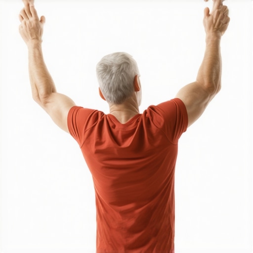 Man demonstrating the wall slide exercise to fix rounded shoulders and neck pain