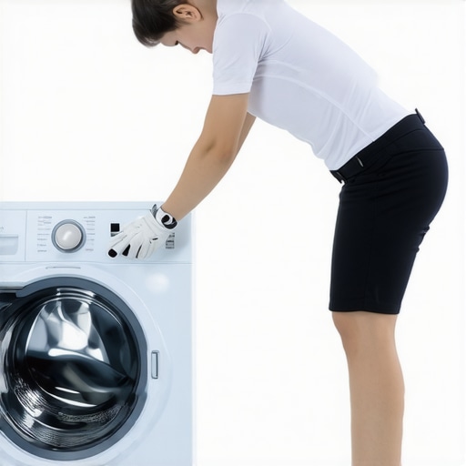 A demonstration of the golfer's reach for safe laundry handling.