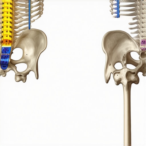 Anatomical illustration showing how stacked rib cage position supports spinal health and reduces neck tension.