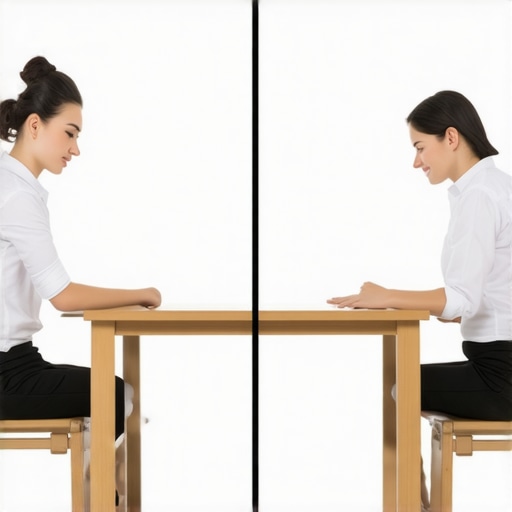 A graphic showing how forced upright posture creates muscle tension compared to natural neutral alignment.