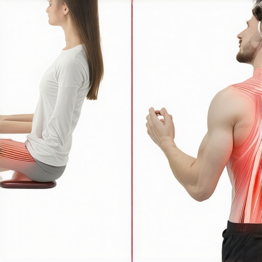 A diagram comparing the muscle strain of forced straight posture versus healthy natural spinal alignment.
