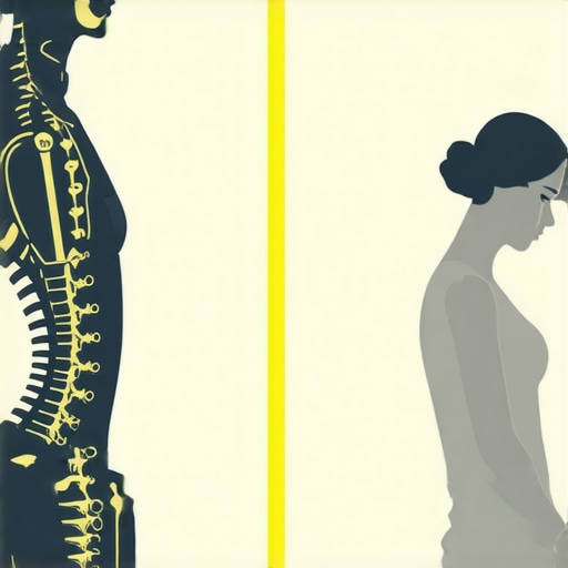 Illustration showing how forced posture creates tension compared to a healthy neutral spine.