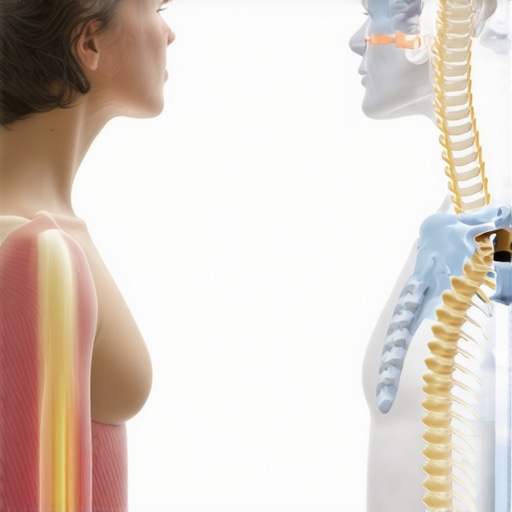 Diagram comparing the muscle strain of forced straight posture versus healthy neutral alignment.
