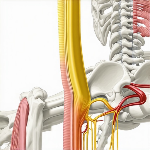 Diagram showing how hamstring tightness protects the lumbar spine from nerve irritation.