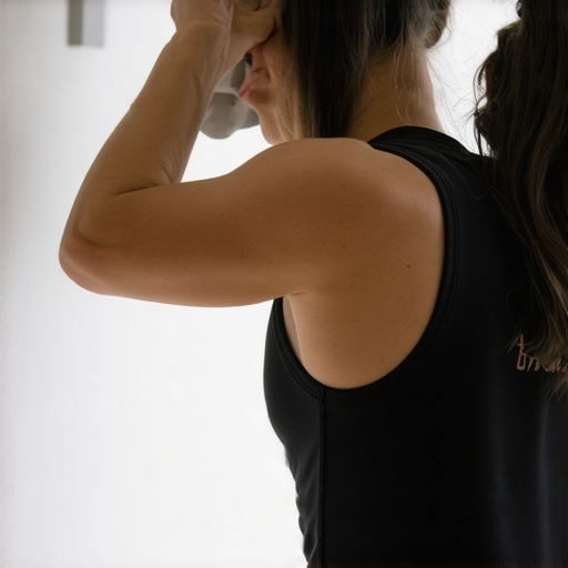 A person performing a self-massage technique using a lacrosse ball for back pain relief.