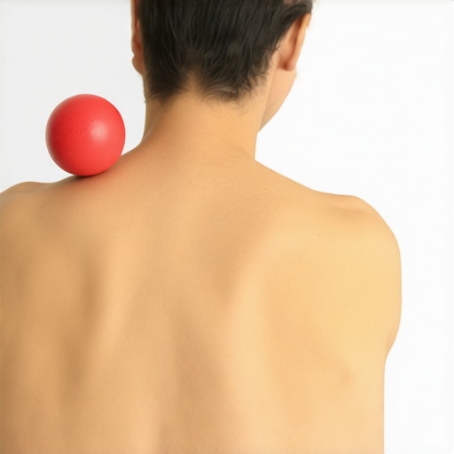 Person using a lacrosse ball against a wall for back pain relief
