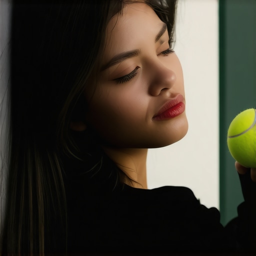 Person using a tennis ball against a wall for upper trap tension relief.