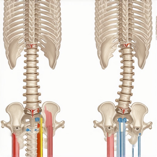 Anatomical diagram showing the difference between a braced, stiff spine and a mobile, healthy spine.