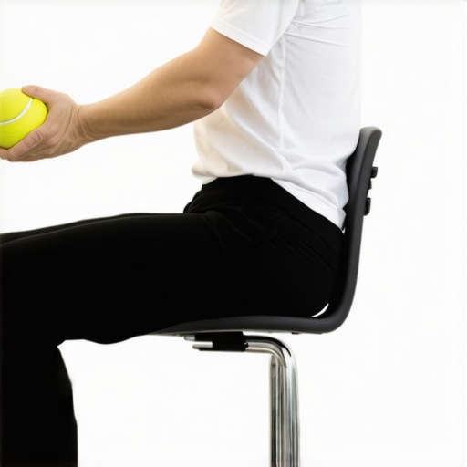 A person using a tennis ball for glute release to maintain spinal health