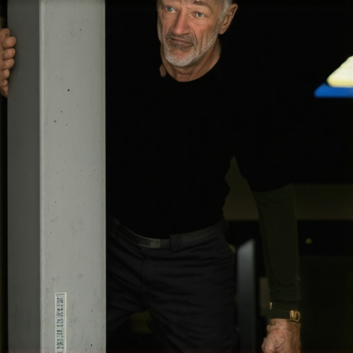 A traveler performing a vertical decompression stretch against an airport pillar to relieve back pain.