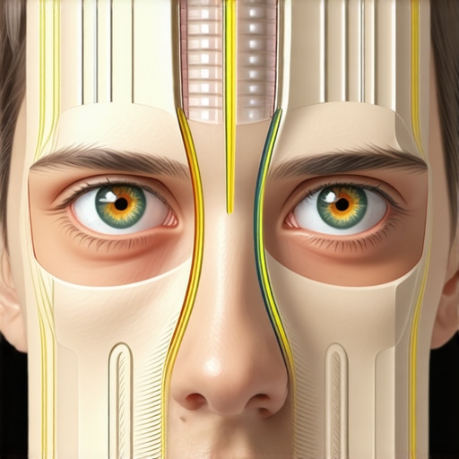 Diagram showing how thoracic and cervical spine nerves influence eye strain and visual fatigue.