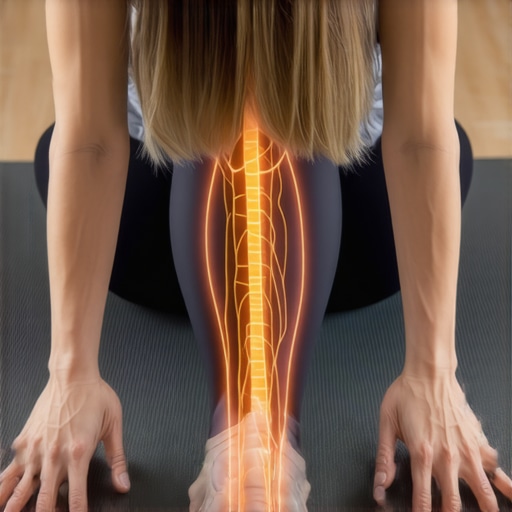 Person experiencing back pain while stretching hamstrings on a yoga mat