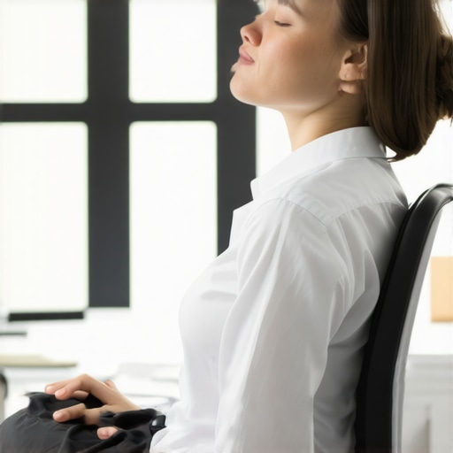The seated shoulder blade squeeze to kill midday tension headaches